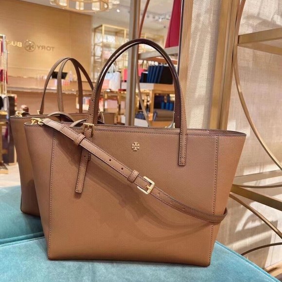 TORY BURCH★EMERSON SMALL TOTE★136091 Tory Burch (136091) Emerson Small Tempranillo Saffiano